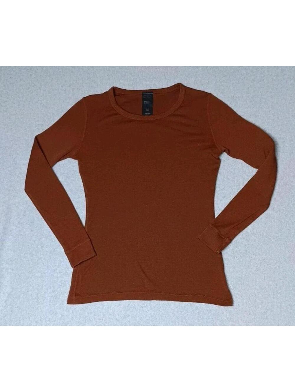 Lapasa Thermal Baselayer Crewneck Womens Size XS Brown 100% Merino Wool Long...